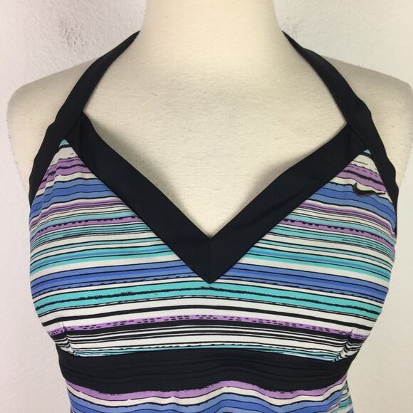 Nike Black Stripe Halter Tie Swim Top Tankini size 10 - Picture 3 of 8